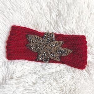 Boutique Red Knit Crochet Statement Headband Ear Warmer